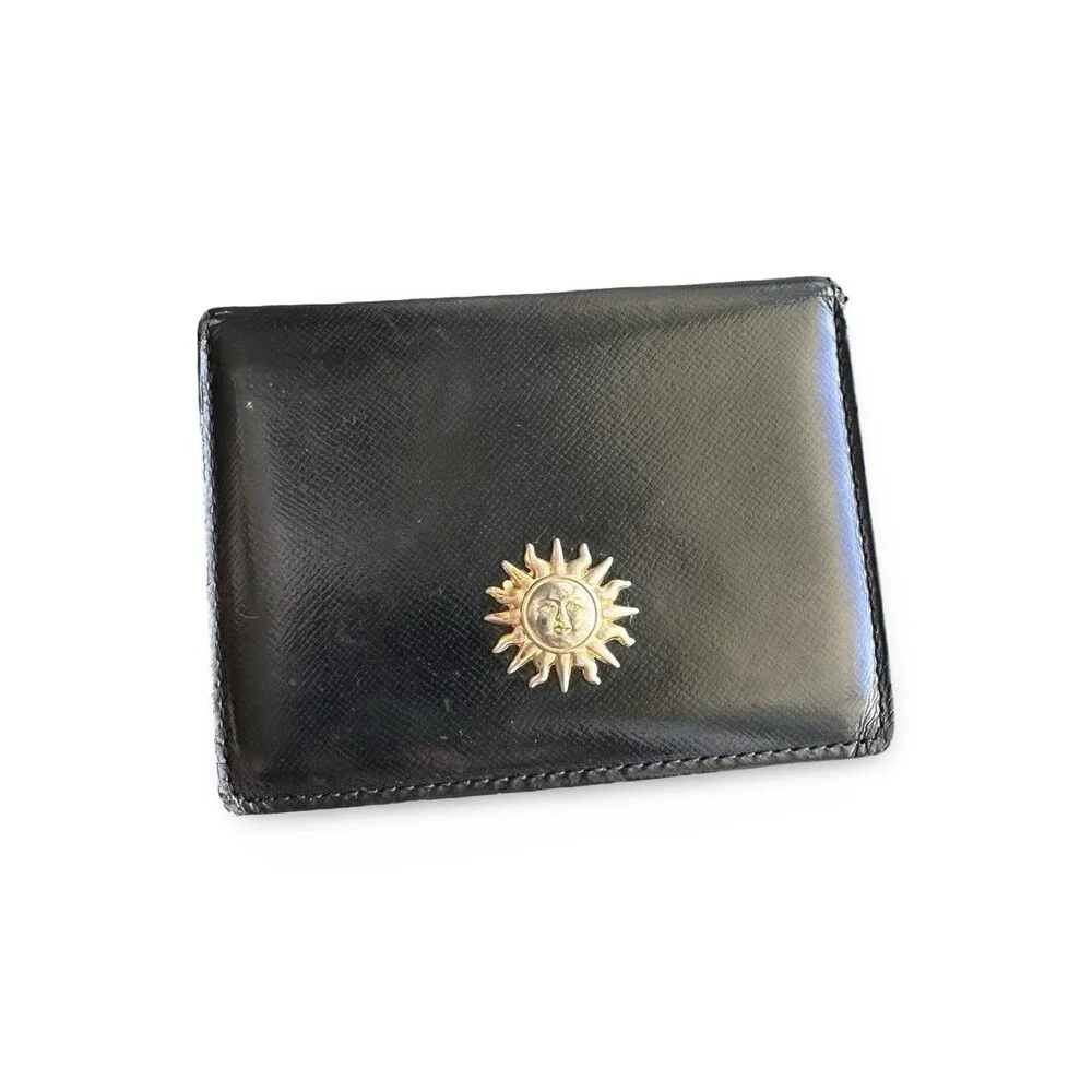 Authentic Vintage Gianni Versace Black Leather Bifold ID & Card Wallet
